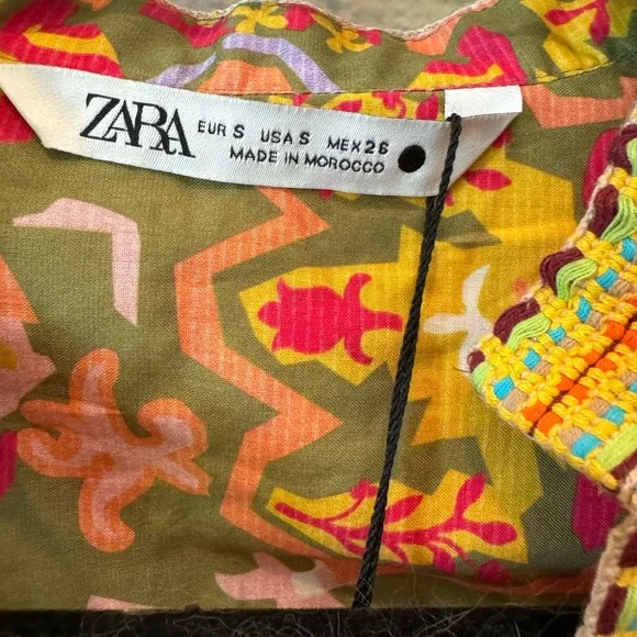 Zara‎ blouse made in Morocco colorful new w tags size small - Picture 2 of 6